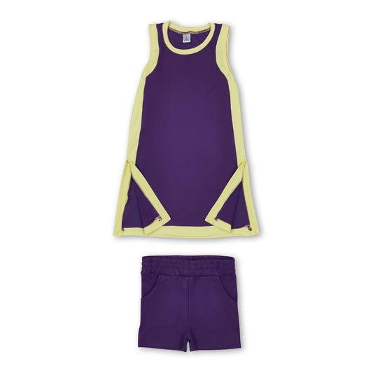 Yellow purple dress shorts girls team active outfits