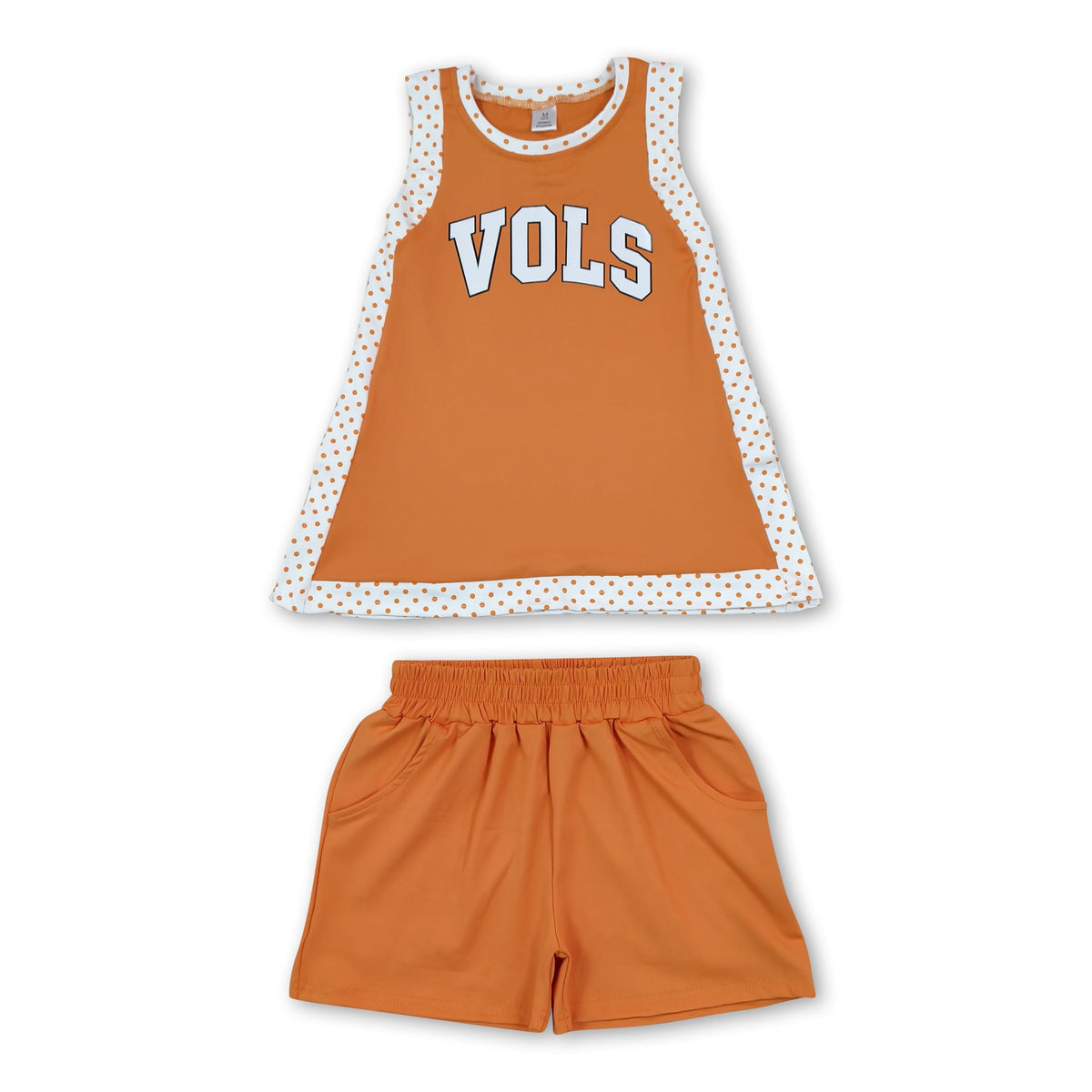 Orange polka dots tunic T shorts kids girls team active wear