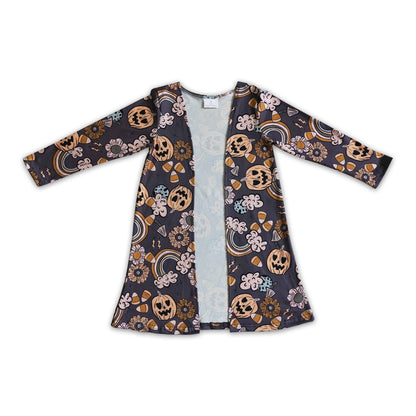 Pumpkin rainbow candy floral kids girls Halloween cardigan