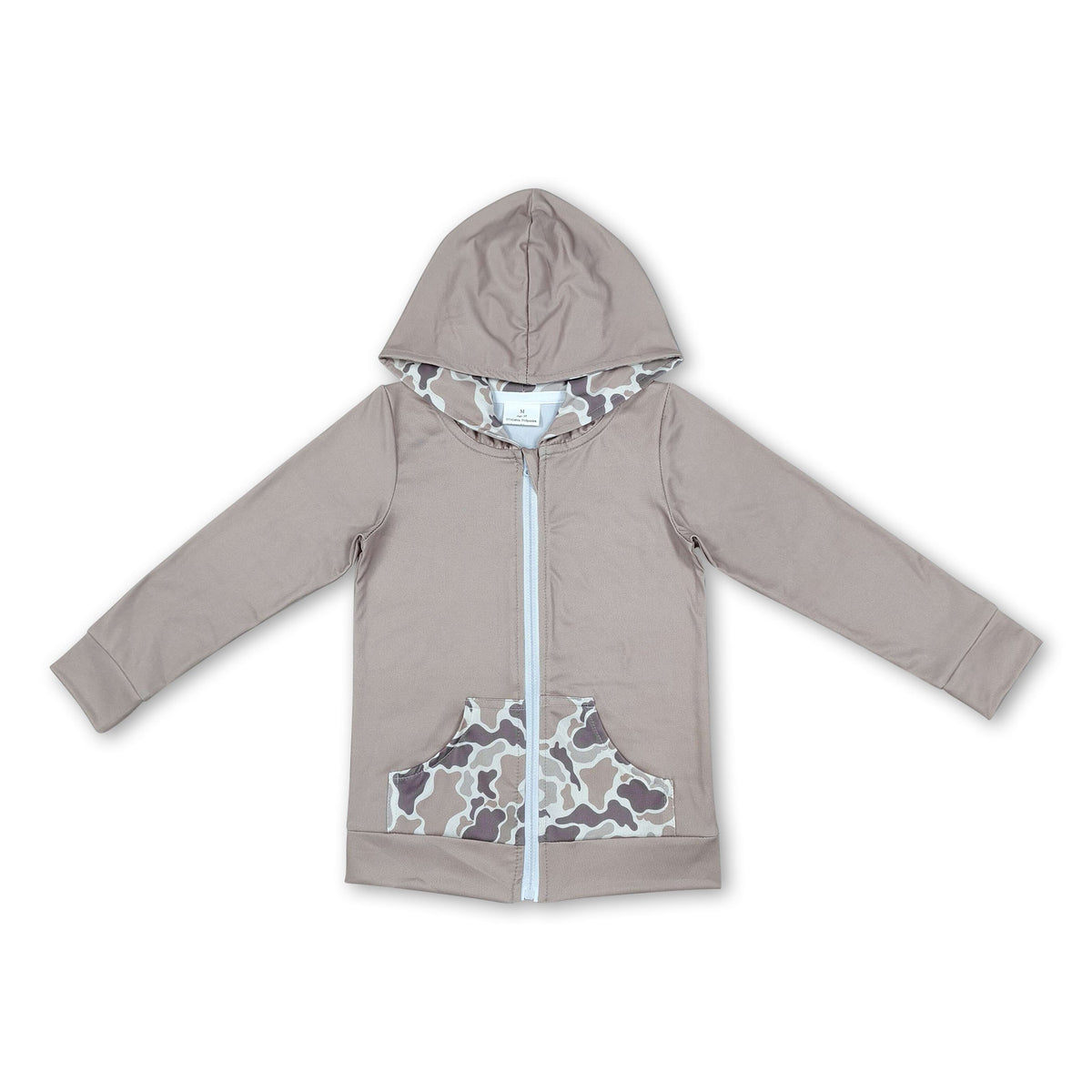 Long sleeves pocket deer camo girls hooded jacket