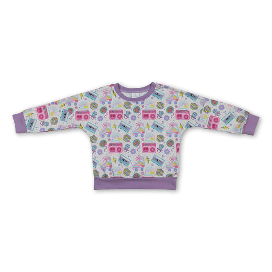 Long sleeves skates music kids girls shirt