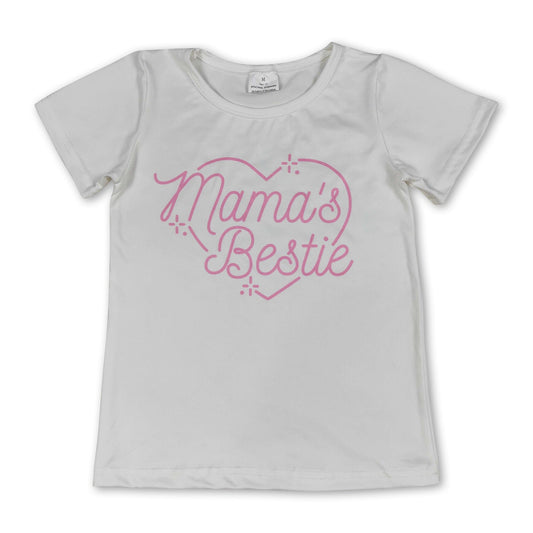 Short sleeves mama's bestie heart kids girls valentine's shirt