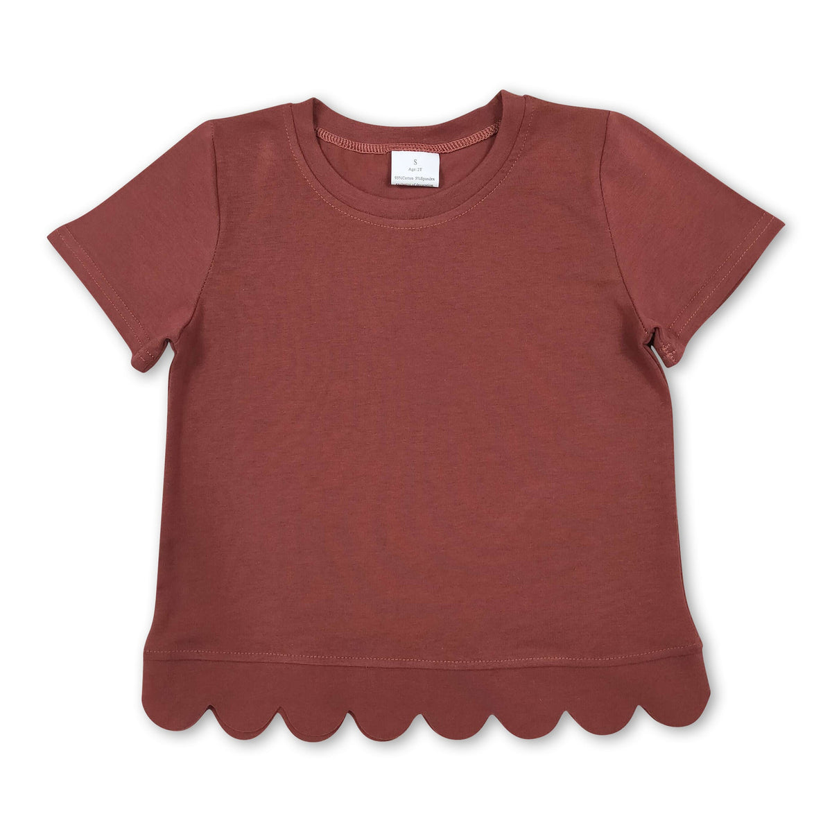 Short sleeves cotton scallop toddler girls top