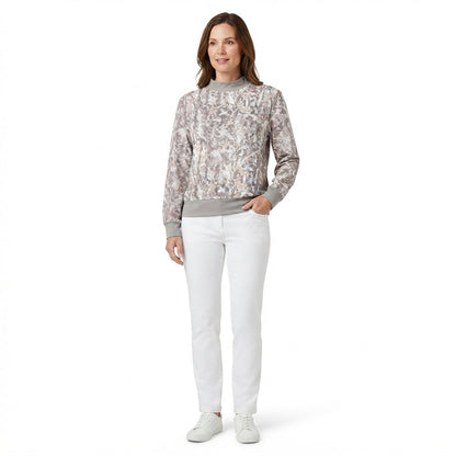Long sleeves olive leaves camo adult women active top