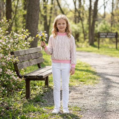 Pink long sleeves camo mock neck  kids girls active top