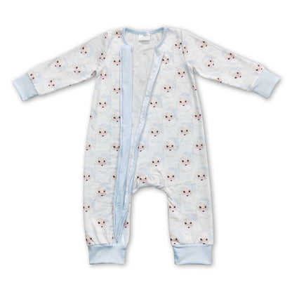Blue santa baby boy zipper Christmas romper