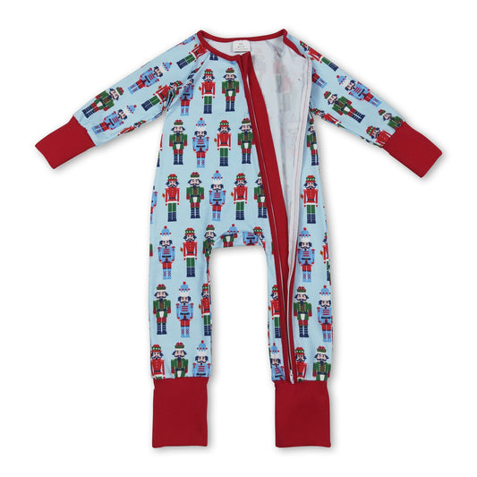 Blue ballet baby boys Christmas zipper romper