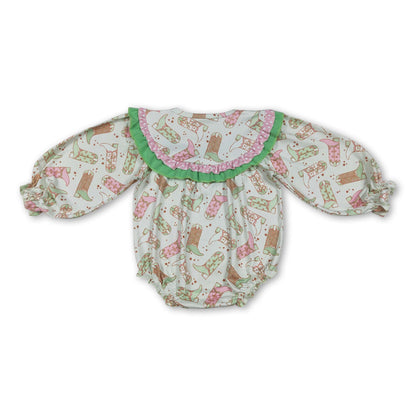 Howdy go lucky boots western baby St Patrick's romper