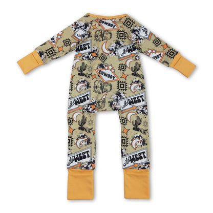 Long sleeves wild west cactus baby kids zipper romper