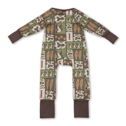 Long sleeves duck camo baby kids zipper romper