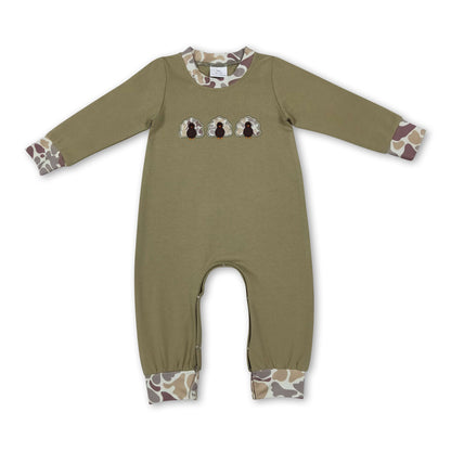 Turkey camo embroidery boy Thanksgiving romper