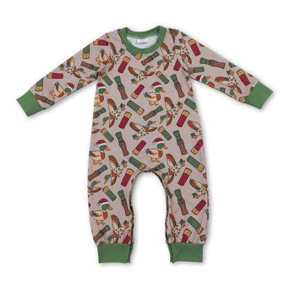 Long sleeves Christmas duck call baby boy romper