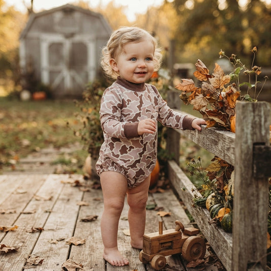 Long sleeves camo baby kids fall romper