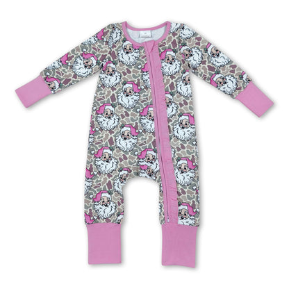 Long sleeves camo santa baby Christmas zipper romper