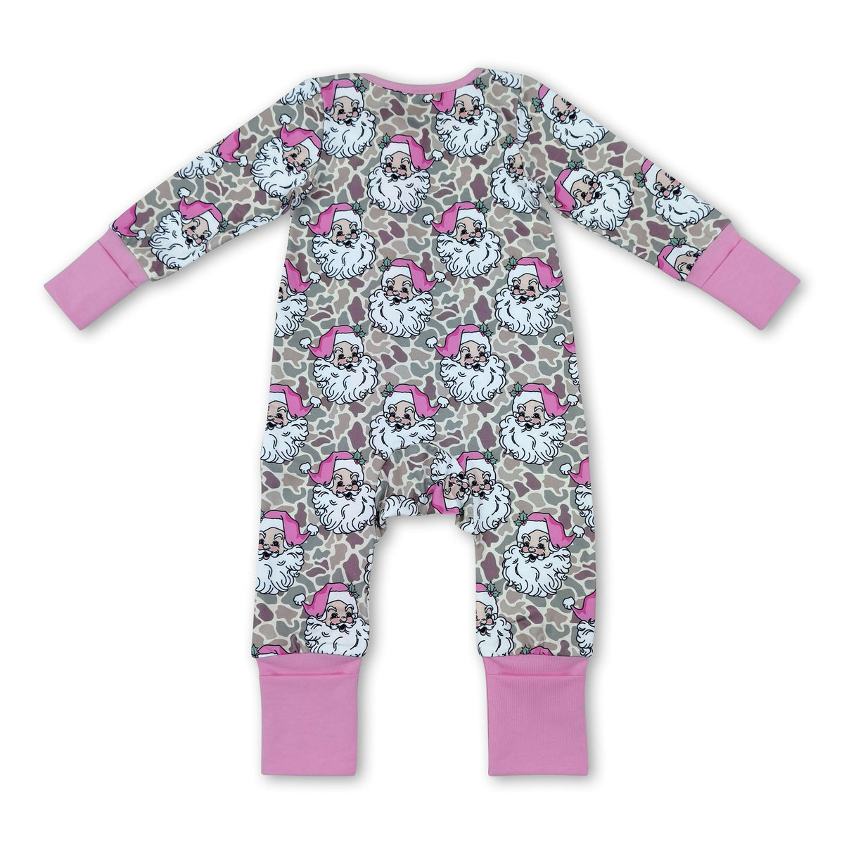 Long sleeves camo santa baby Christmas zipper romper