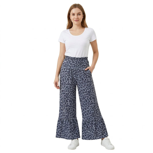 Black leopard patchwork adult women pants
