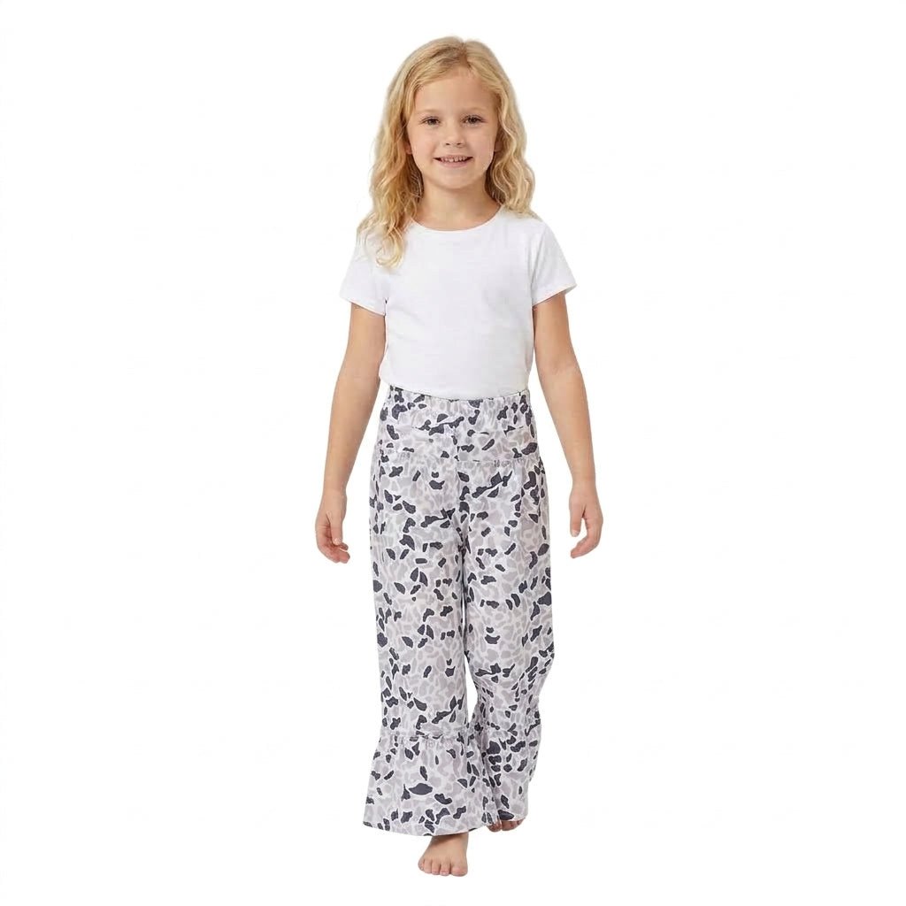 Grey camo patchwork kids girls fall pants