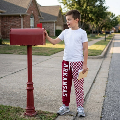 Plaid patchwork pockets kids boys team pants