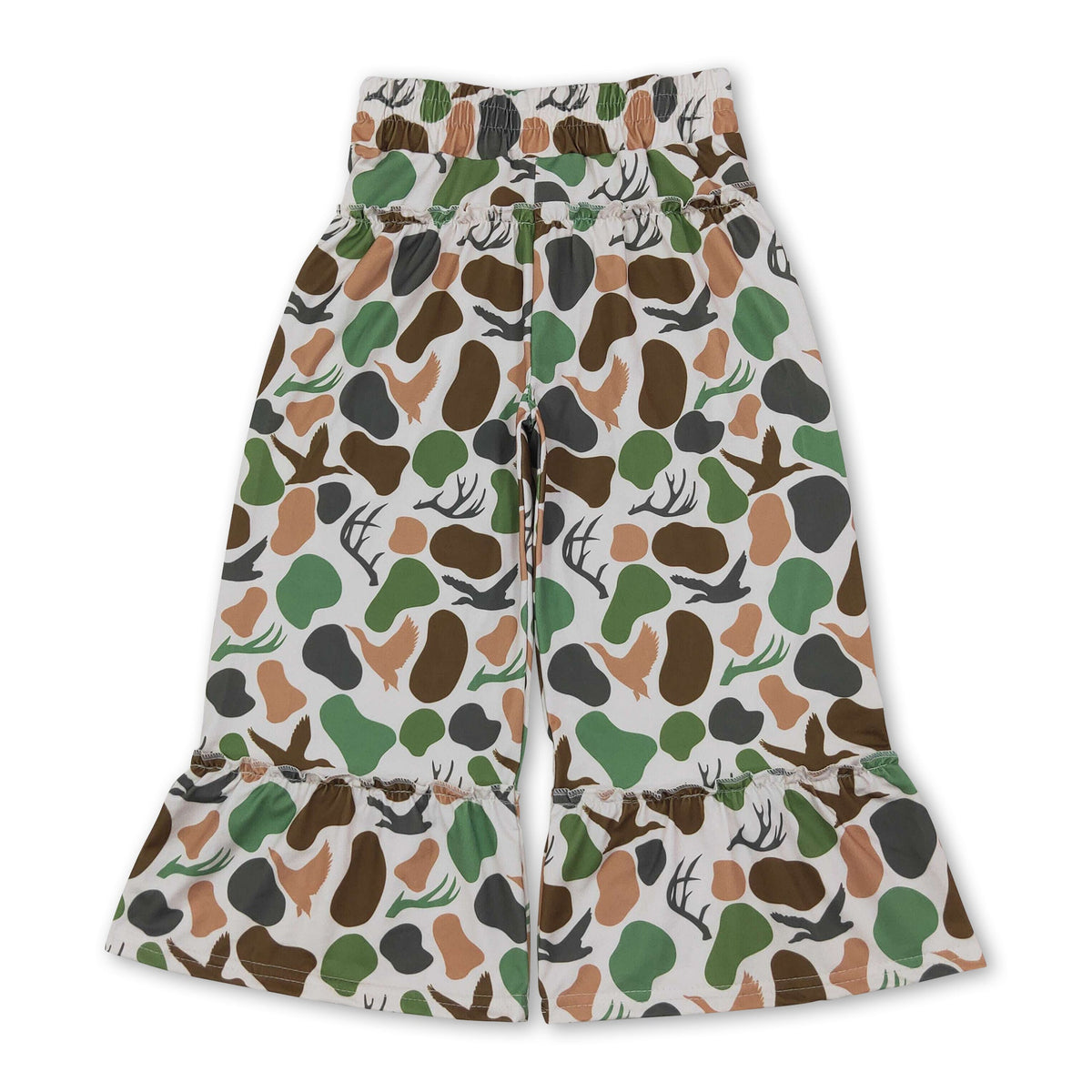 Deer green camo patchwork girls ruffle pants