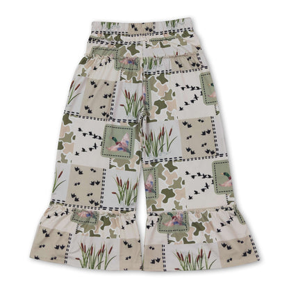 Duck camo patchwork kids girls ruffle pants