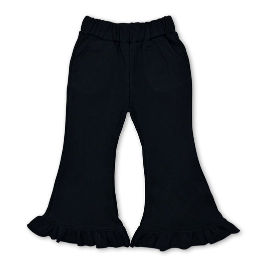 Black sweatpants kids girls ruffle flare pants