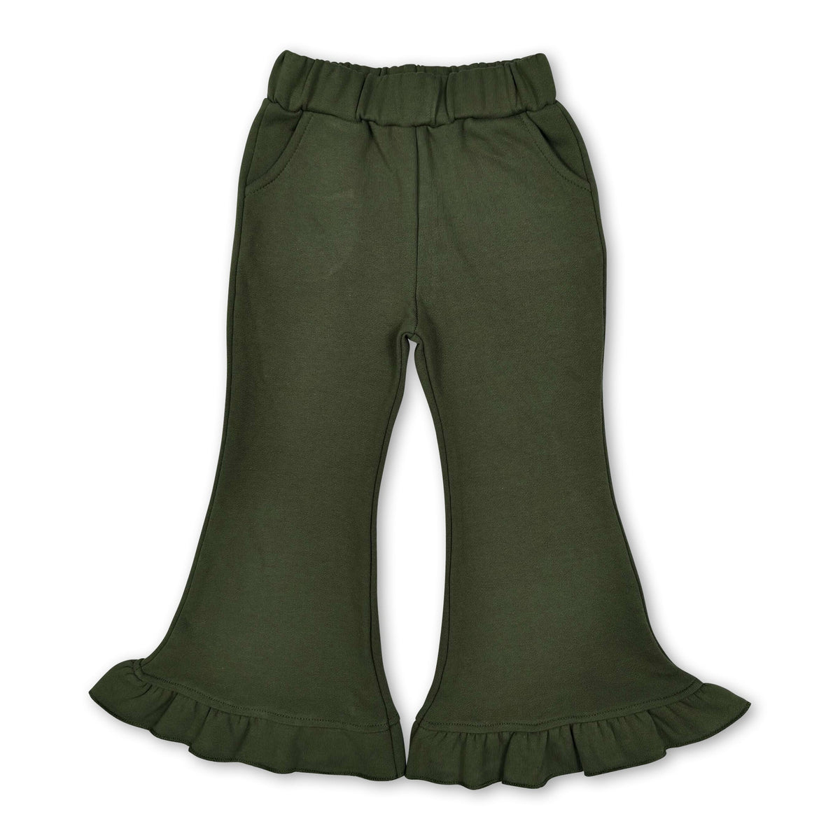 Olive sweatpants kids girls ruffle flare pants