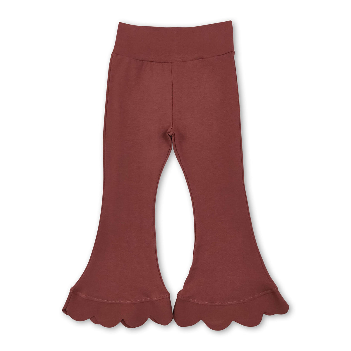 High waist cotton scallop toddler girls flare pants