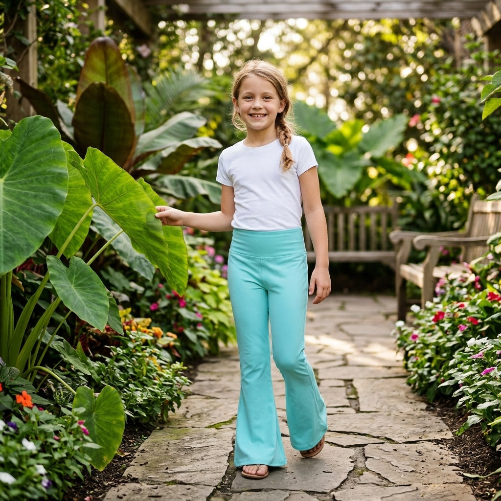Aqua high waist baby girls yoga flare pants