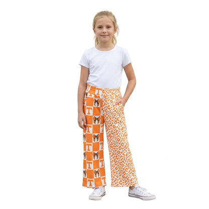T orange bow plaid leopard kids girls team pants