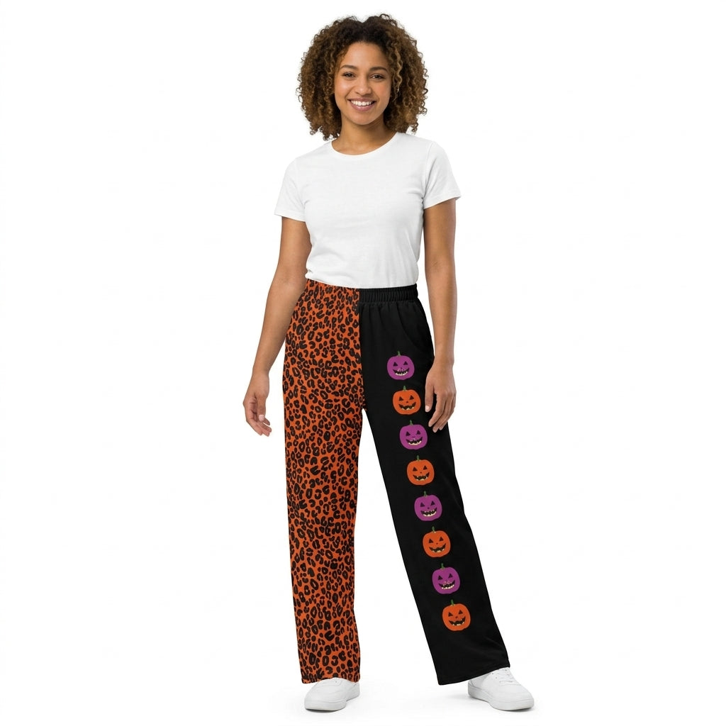 Leopard pumpkin adult women Halloween pants