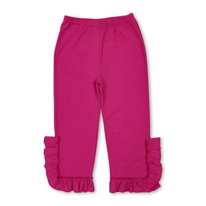 Hot pink ruffle cotton kids girls pants