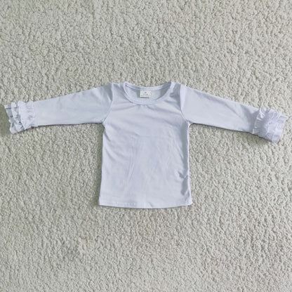 White cotton icing ruffle top girls shirt