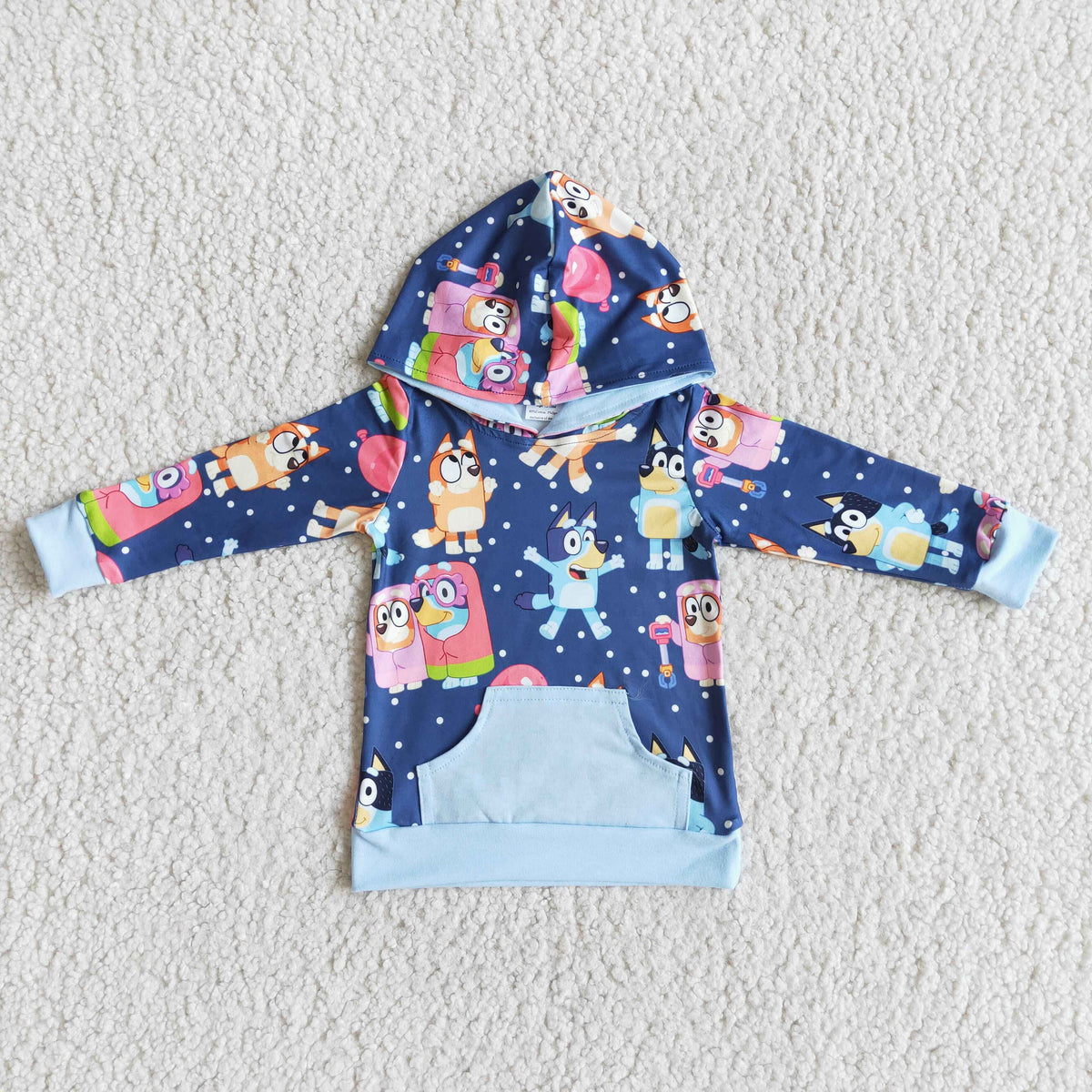Blue dog long sleeve boy hoodie