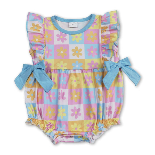Flutter sleeves colorful floral baby girls summer romper