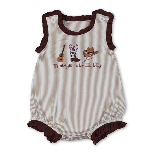 Ruffle stripe it's alright to be little bitty western baby romper