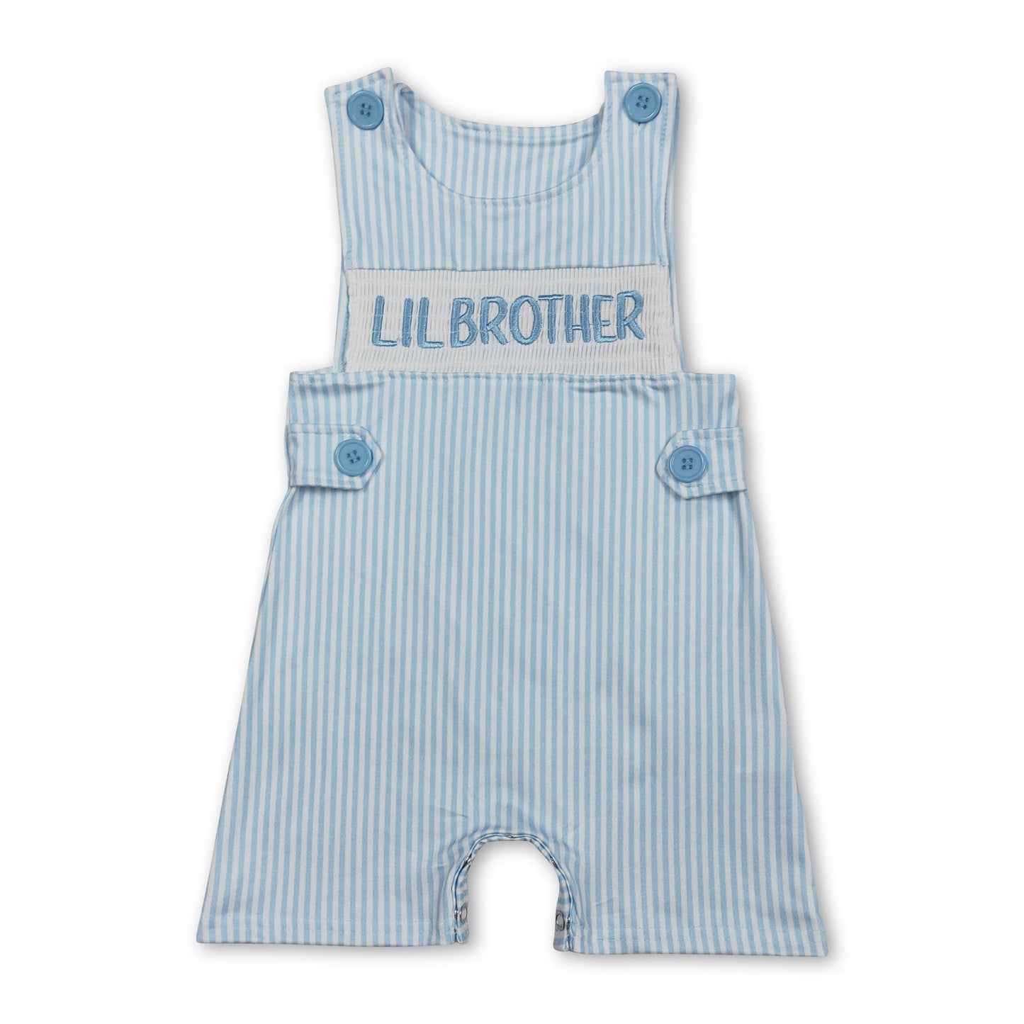 Sleeveless stripe lil brother baby boy romper