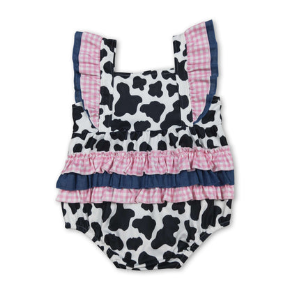 Flutter sleeves cow ruffle baby girls summer romper