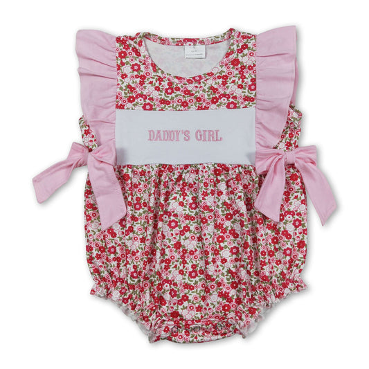 Flutter sleeves daddy's girl embroidery floral baby girl romper