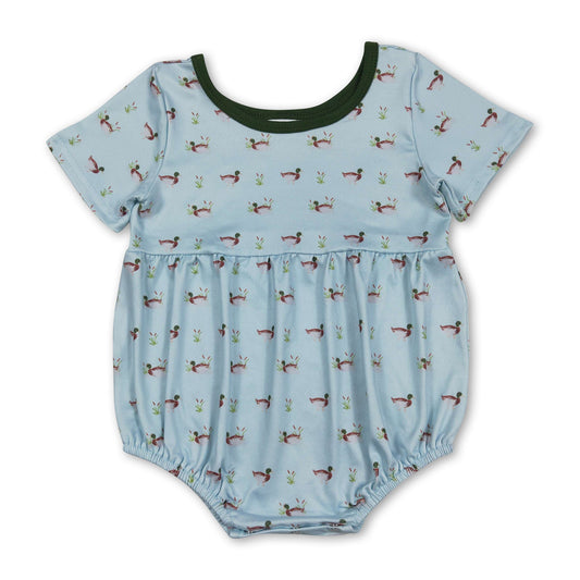 Short sleeves light blue duck baby boy summer romper
