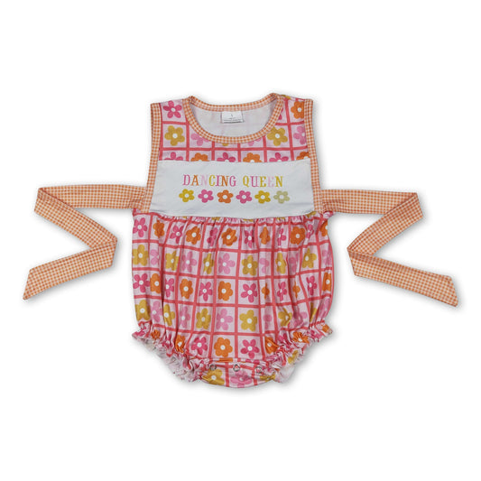 Sleeveless dancing queen floral baby girls romper