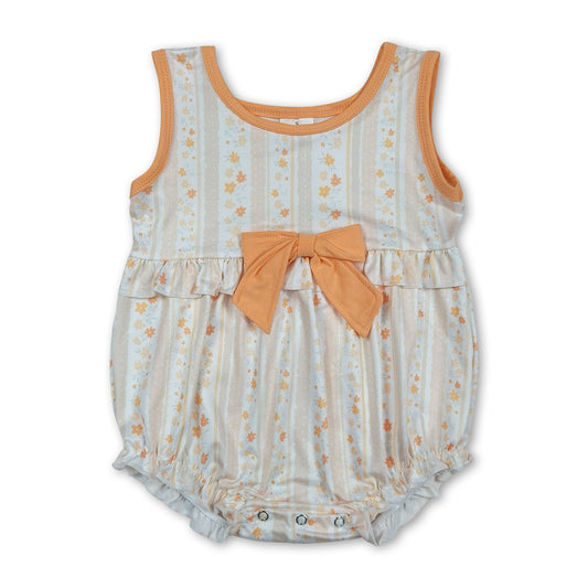 Sleeveless floral bow ruffle baby girls summer bubble