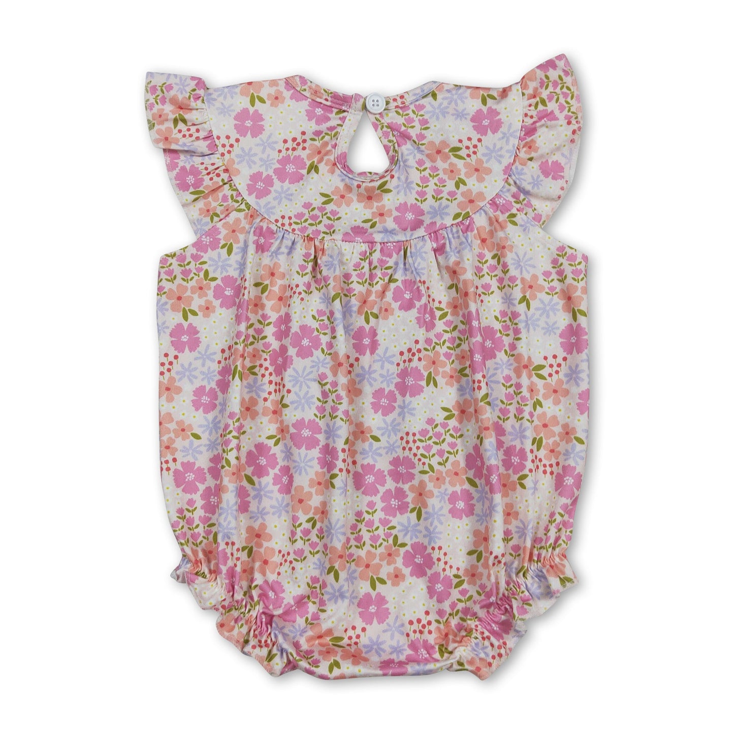 I love dad smocked pink floral baby girls summer romper