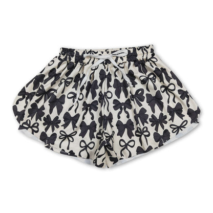 Black bows adult women summer active shorts