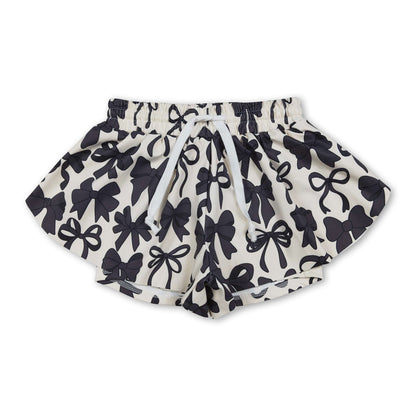Black bow kids girls summer active shorts