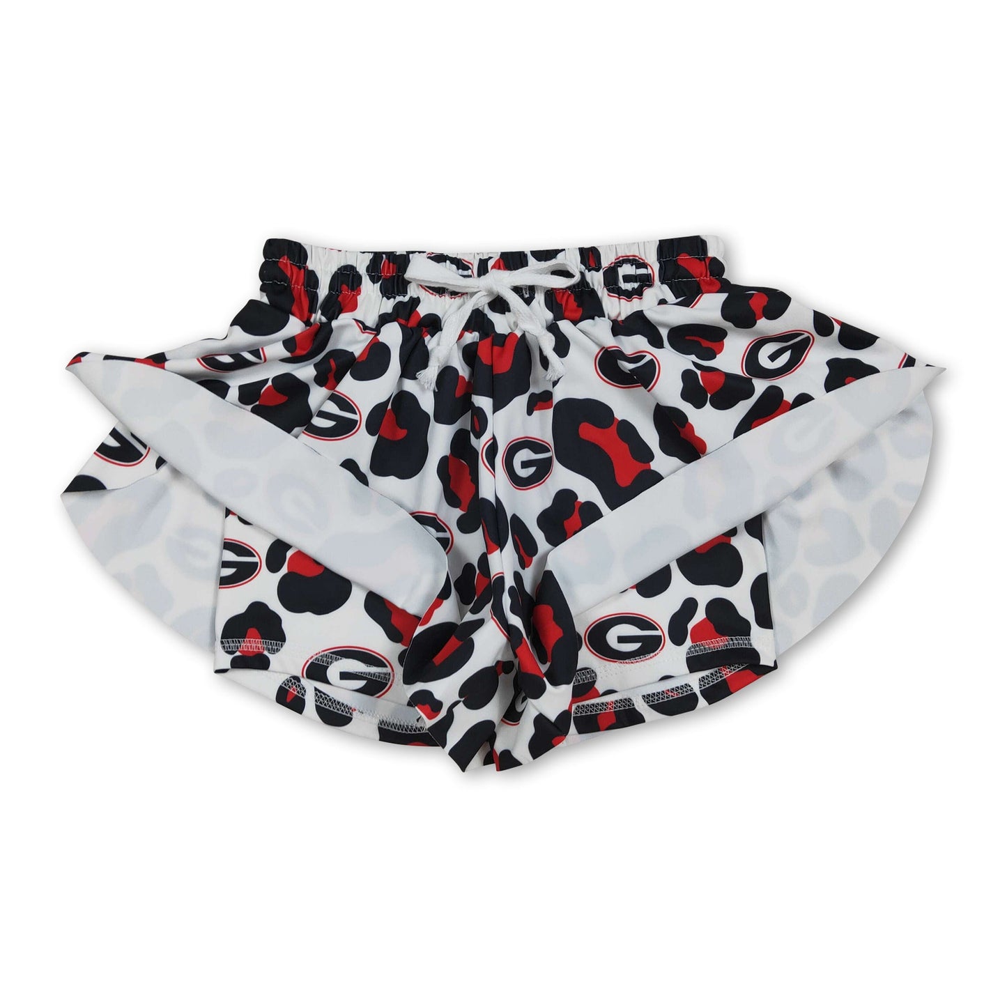 Red leopard G kids girls team active summer YOGA shorts