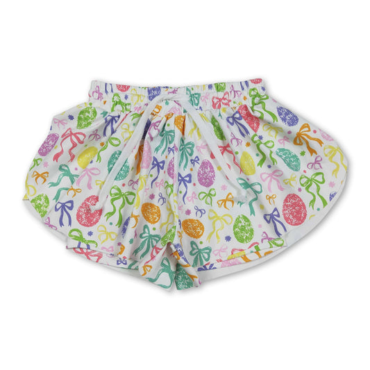 Colorful bow eggs kids girls Easter active shorts