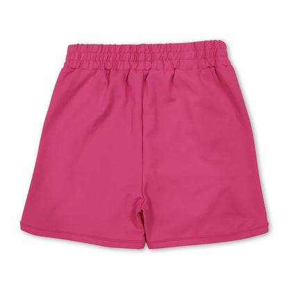 Hot pink stripe kids girls active summer shorts