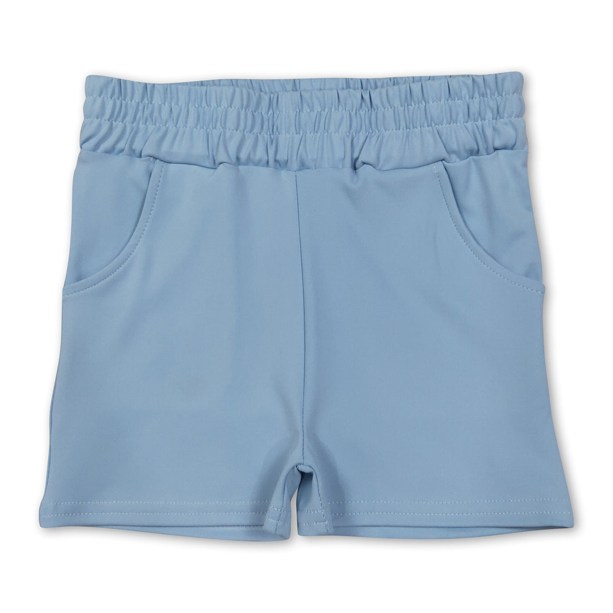 High waist light blue kids girls tight active shorts
