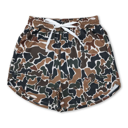 Brown camo adult women active shorts